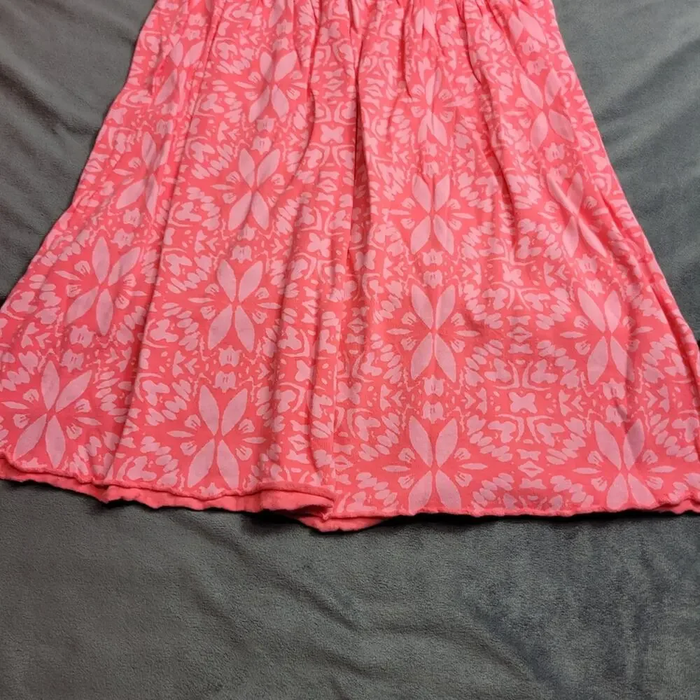 Fresh Produce Dress Girl Medium Pink Comfort Stretch Floral USA Made 100% Cotton